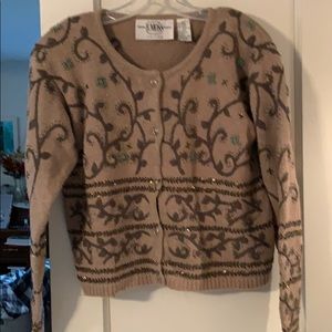 BMoss decorative olive green sequins sweater